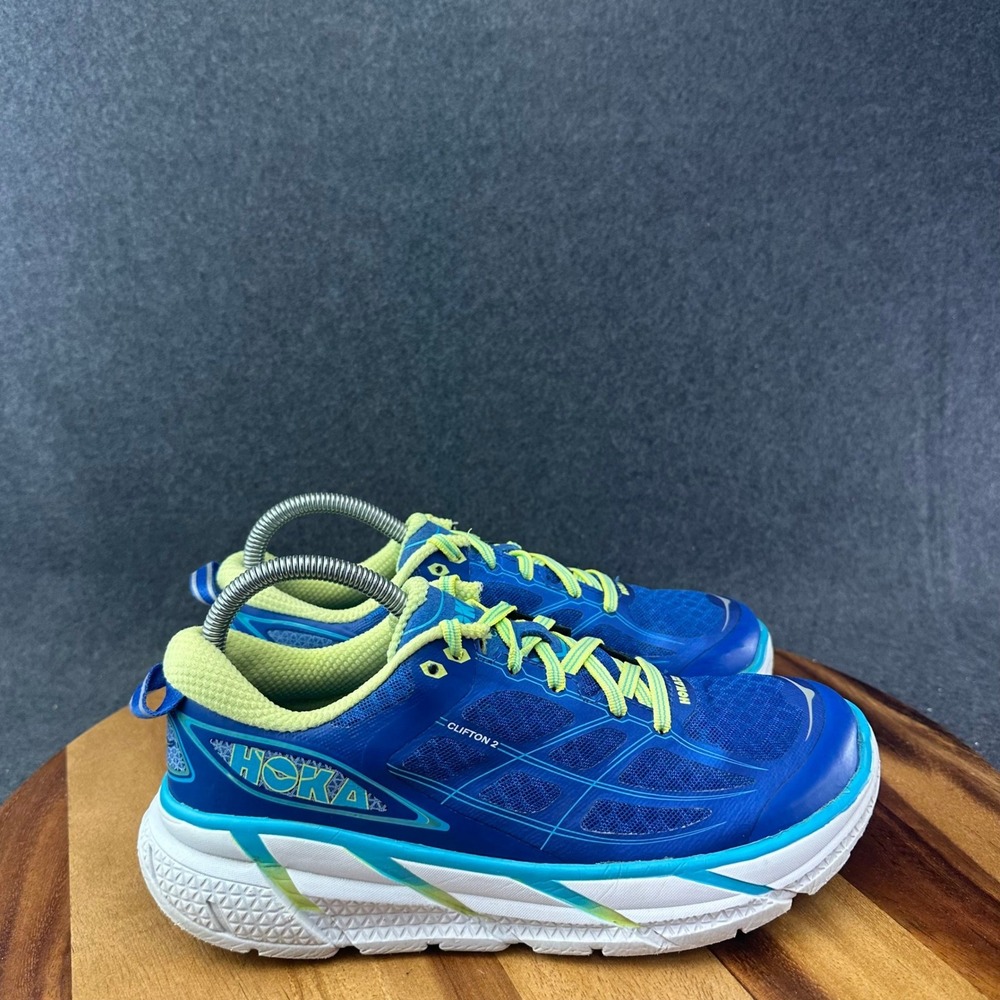 Hoka One One Clifton 2 Womens Size 8.5 Blue Running Shoes Sneaker 1008329 TBSLM